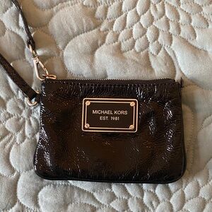 Michael Kors Shiny Patent Leatger Black Wristlet